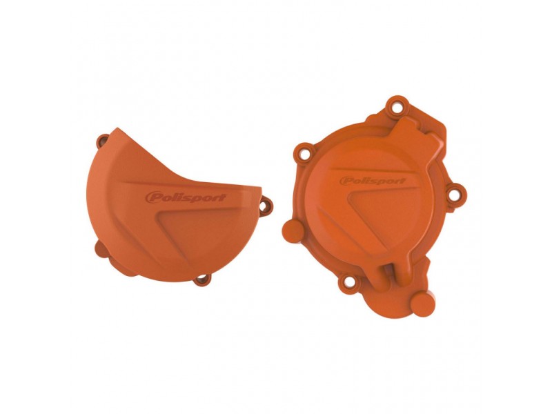 Clutch and ignition cover protector kit POLISPORT 90964 Portocaliu