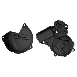 Clutch and ignition cover protector kit POLISPORT 90966 Negru