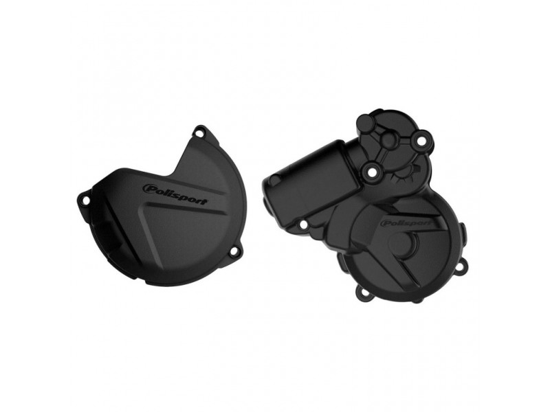 Clutch and ignition cover protector kit POLISPORT 90966 Negru