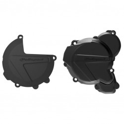 Clutch and ignition cover protector kit POLISPORT 90968 Negru