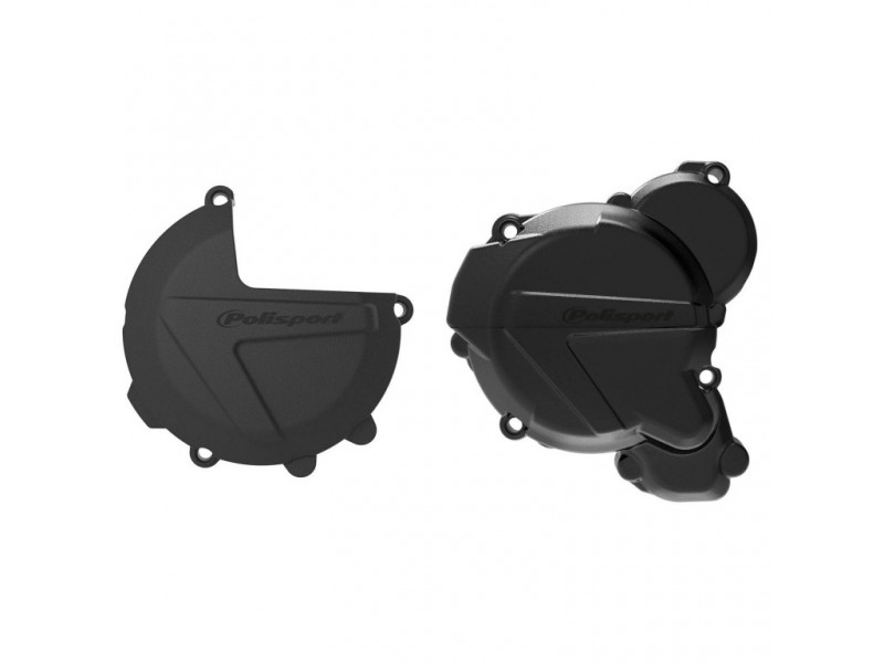 Clutch and ignition cover protector kit POLISPORT 90968 Negru