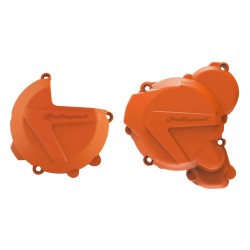 Clutch and ignition cover protector kit POLISPORT 90969 Portocaliu