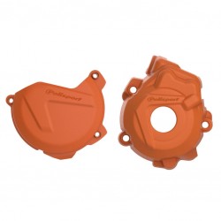 Clutch and ignition cover protector kit POLISPORT 90971 Portocaliu