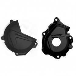 Clutch and ignition cover protector kit POLISPORT 90974 Negru