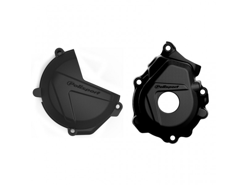 Clutch and ignition cover protector kit POLISPORT 90974 Negru