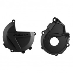 Clutch and ignition cover protector kit POLISPORT 90982 Negru