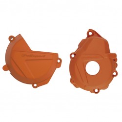 Clutch and ignition cover protector kit POLISPORT 90983 Portocaliu