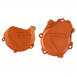 Clutch and ignition cover protector kit POLISPORT 90986 Portocaliu