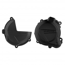 Clutch and ignition cover protector kit POLISPORT 91000 Negru