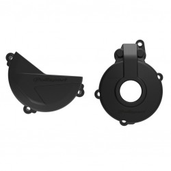 Clutch and ignition cover protector kit POLISPORT 91006 Negru