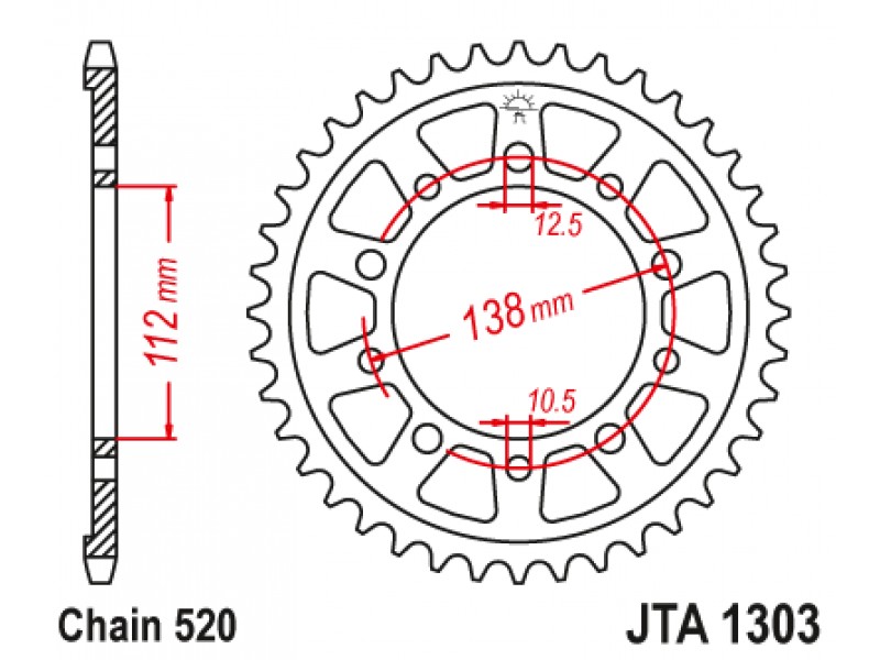 Foaie spate ALU JT JTA 1303-47BLK 47T, 520 Negru