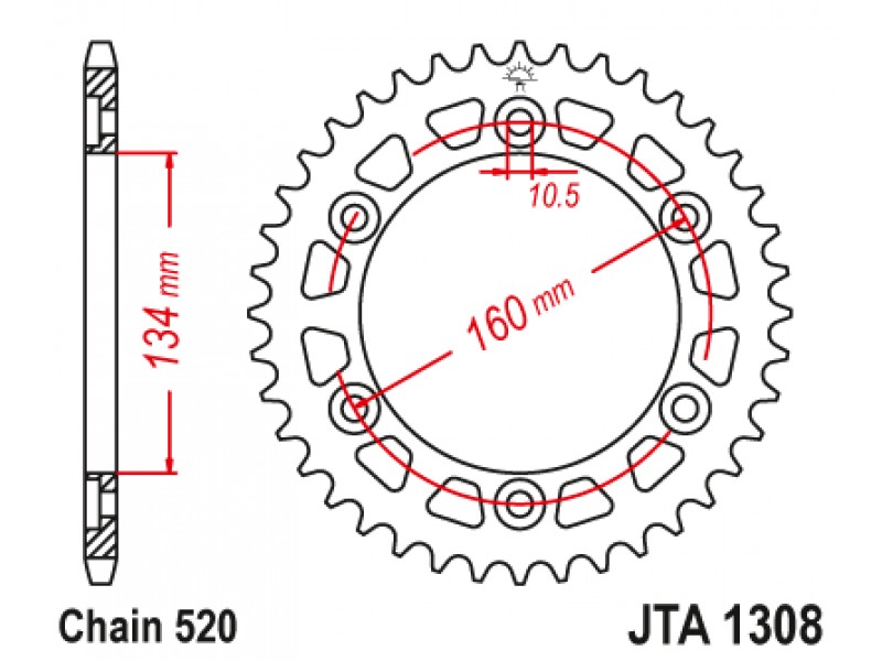 Foaie spate ALU JT JTA 1308-46BLK 46T, 520 Negru Foaie spate ALU JT JTA 1308-46BLK 46T, 520 Negru