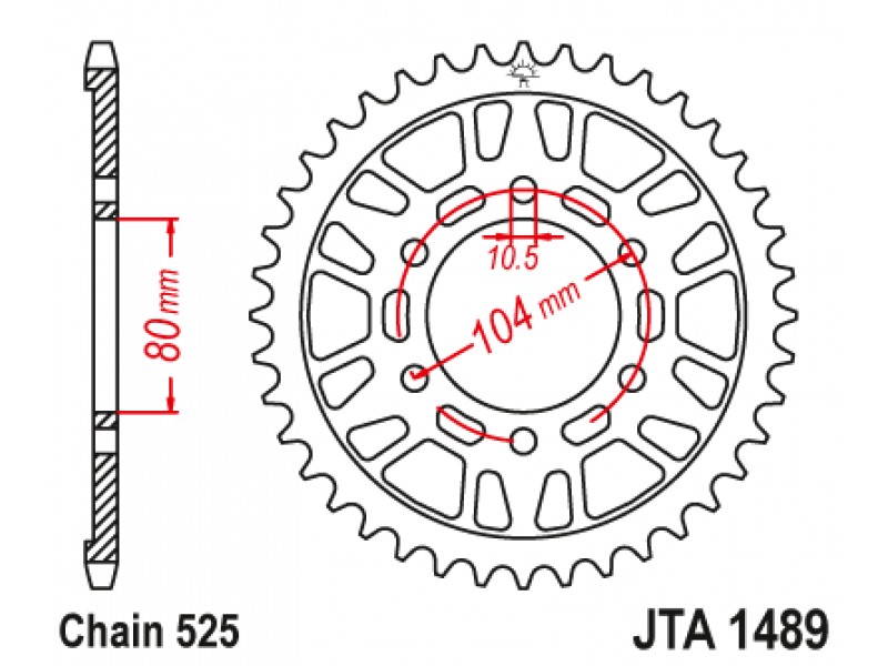 Foaie spate ALU JT JTA 1489-44BLK 44T, 525 Negru