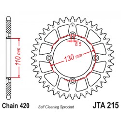 Foaie spate ALU JT JTA 215-56RED 56T, 420 Rosu