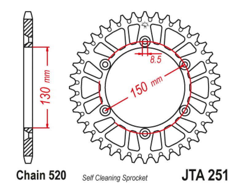 Foaie spate ALU JT JTA 251-48BLK 48T, 520 Negru