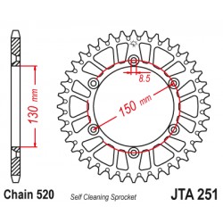 Foaie spate ALU JT JTA 251-52BLU 52T, 520 Albastru