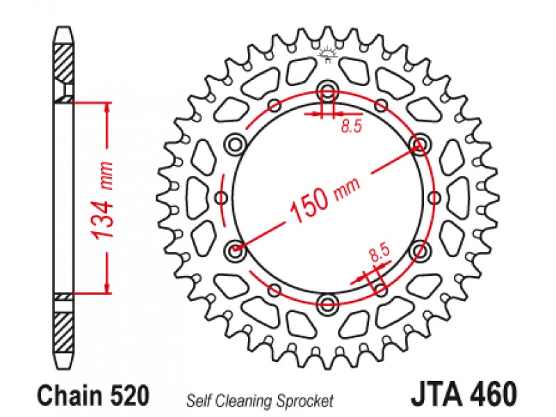 Foaie spate ALU JT JTA 460-52BLK 52T, 420 Negru