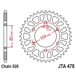 Foaie spate ALU JT JTA 478-46BLK 46T, 520 Negru