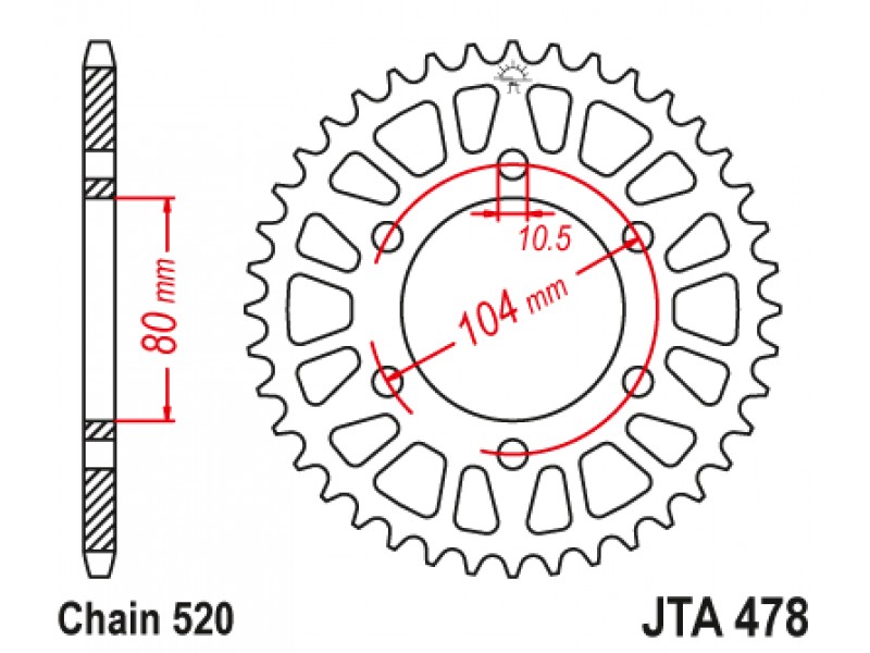 Foaie spate ALU JT JTA 478-46BLK 46T, 520 Negru
