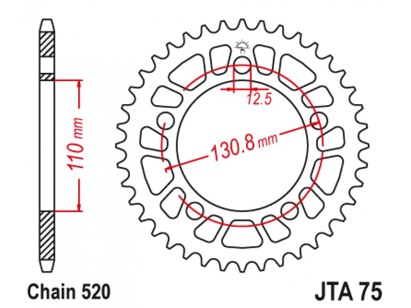 Foaie spate ALU JT JTA 75-46BLK 41T, 520 Negru