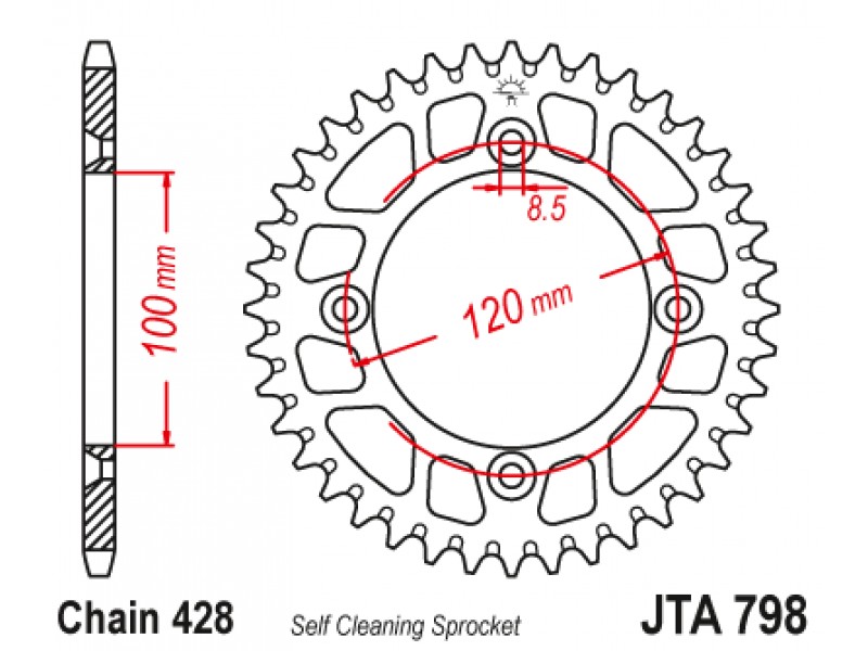 Foaie spate ALU JT JTA 798-48BLK 48T, 428 Negru Foaie spate ALU JT JTA 798-48BLK 48T, 428 Negru