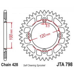 Foaie spate ALU JT JTA 798-51BLK 51T, 428 Negru