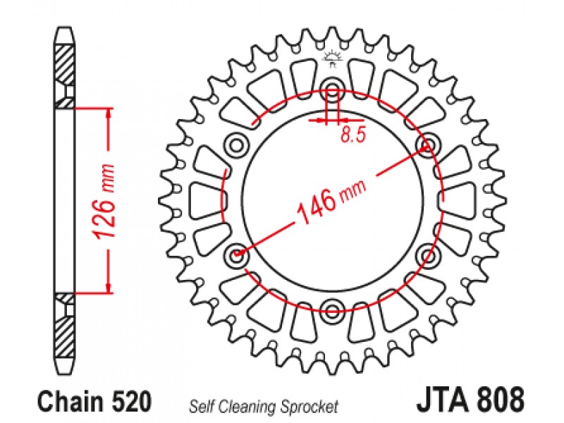 Foaie spate ALU JT JTA 808-50BLK 50T, 520 Negru Foaie spate ALU JT JTA 808-50BLK 50T, 520 Negru