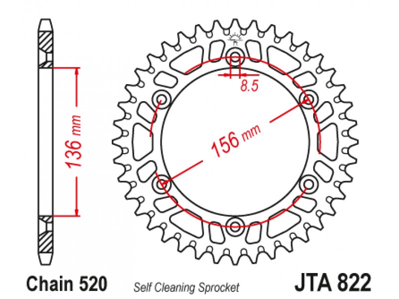 Foaie spate ALU JT JTA 822-45BLU 45T, 520 Albastru