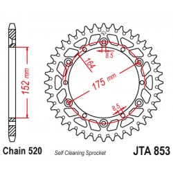 Foaie spate ALU JT JTA 853-40BLK 40T, 520 Negru