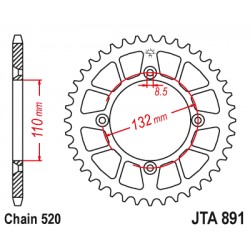 Foaie spate ALU JT JTA 891-46BLK 46T, 520 Negru