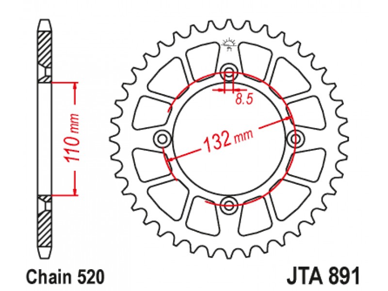 Foaie spate ALU JT JTA 891-48BLK 48T, 520 Negru Foaie spate ALU JT JTA 891-48BLK 48T, 520 Negru