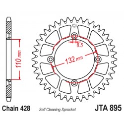 Foaie spate ALU JT JTA 895-50BLK 50T, 428 Negru