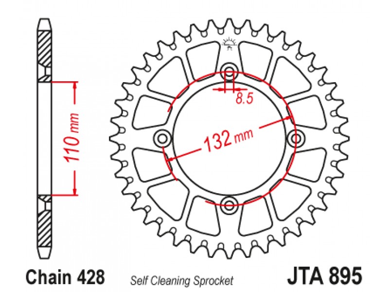 Foaie spate ALU JT JTA 895-50BLK 50T, 428 Negru Foaie spate ALU JT JTA 895-50BLK 50T, 428 Negru