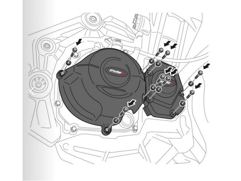 Engine protective covers PUIG 20625N Negru included right, left and alternator caps