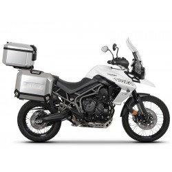 Set complet de cutii de aluminiu SHAD TERRA, 37L cutie centrala si 36L / 47L cutii laterale, incluzand set de montaj si placa SHAD TRIUMPH Tiger 800