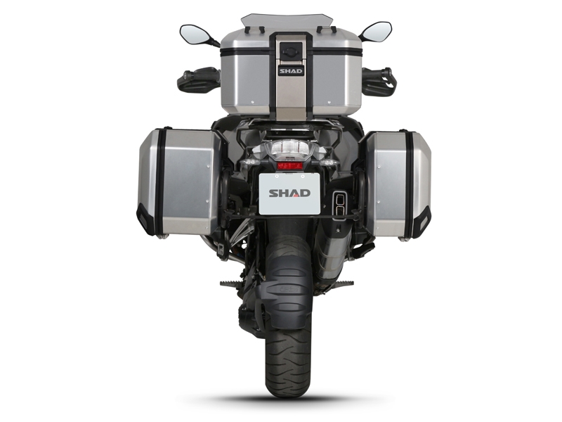 Set complet de cutii de aluminiu SHAD TERRA, 37L cutie centrala si 36L / 47L cutii laterale, incluzand set de montaj si placa SHAD R 1200 GS Adventure/ R 1250 GS Adventure