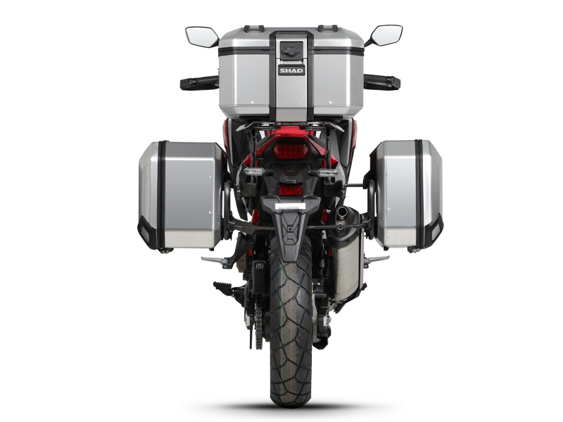 Set complet de cutii aluminiu SHAD TERRA, 48L cutie centrala si 36L / 47L cutii laterale, incluzand set de montaj si placa SHAD HONDA CRF 1100 Africa Twin