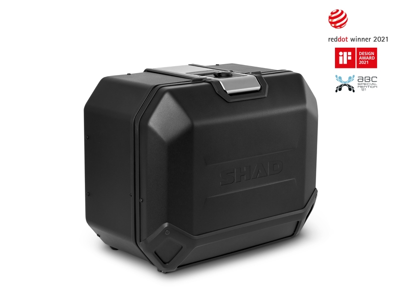 Set complet cutii aluminiu laterale, 36L / 47L SHAD TERRA NEGRU, include kit montare SHAD MOTO GUZZI V 85 TT