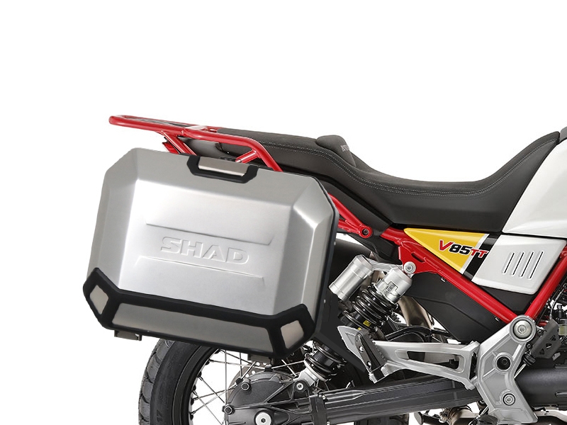 Set complet cutii aluminiu laterale, 36L / 47L SHAD TERRA NEGRU, include kit montare SHAD MOTO GUZZI V 85 TT