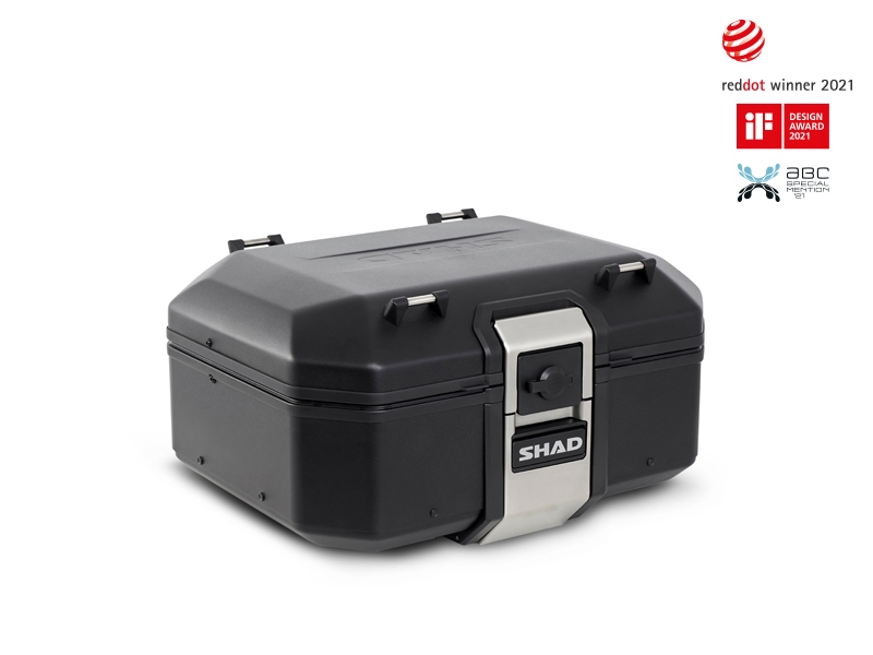 Set complet de cutii de aluminiu SHAD TERRA NEGRU, 37L cutie centrala si 36L / 36L cutii laterale, incluzand kit montaj si placa SHAD SUZUKI DL 1000 V-Strom/ DL 1050 V-Strom