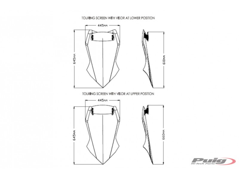 Windscreen PUIG TOURING WITH VISOR 3755H smoke
