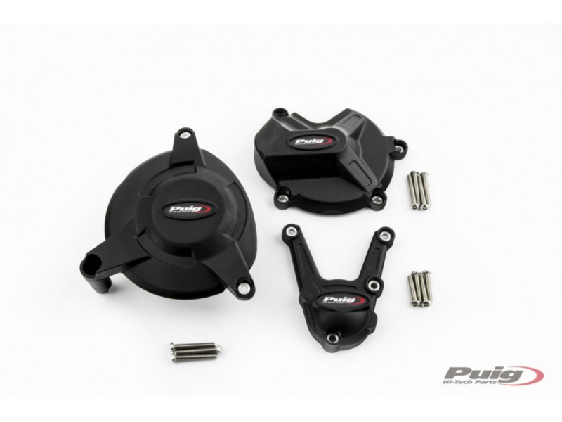 Engine protective covers PUIG 20168N Negru included right, left and alternator caps