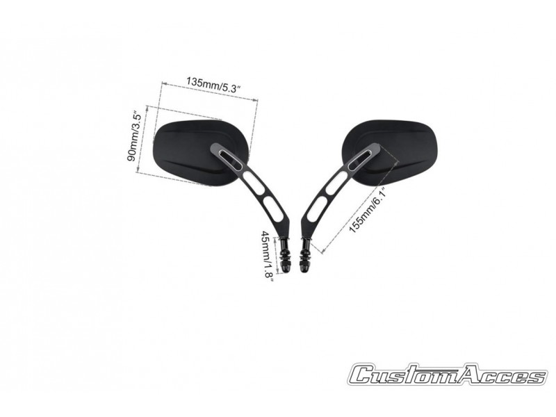 Oglinda retrovizoare CUSTOMACCES MISURI JR0017N Negru pereche