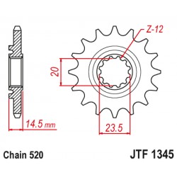 Pinion fata JT JTF 1345-13RB 13T, 520 rubber cushioned Pinion fata JT JTF 1345-13RB 13T, 520 rubber cushioned