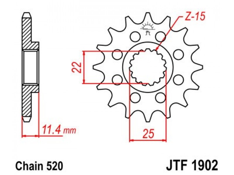 Pinion fata JT JTF 1902-15RB 15T, 520 rubber cushioned Pinion fata JT JTF 1902-15RB 15T, 520 rubber cushioned