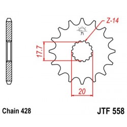 Pinion fata JT JTF 558-16RB 16T, 428 rubber cushioned Pinion fata JT JTF 558-16RB 16T, 428 rubber cushioned