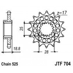 Pinion fata JT JTF 704-15RB 15T, 525 rubber cushioned Pinion fata JT JTF 704-15RB 15T, 525 rubber cushioned