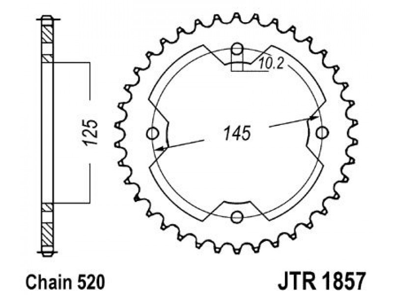 Foaie spate JT JTR 1857-38ZBK 38T, 520 Black Zinc Foaie spate JT JTR 1857-38ZBK 38T, 520 Black Zinc