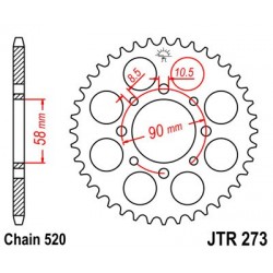 Foaie spate JT JTR 273-45ZBK 45T, 520 Black Zinc Foaie spate JT JTR 273-45ZBK 45T, 520 Black Zinc