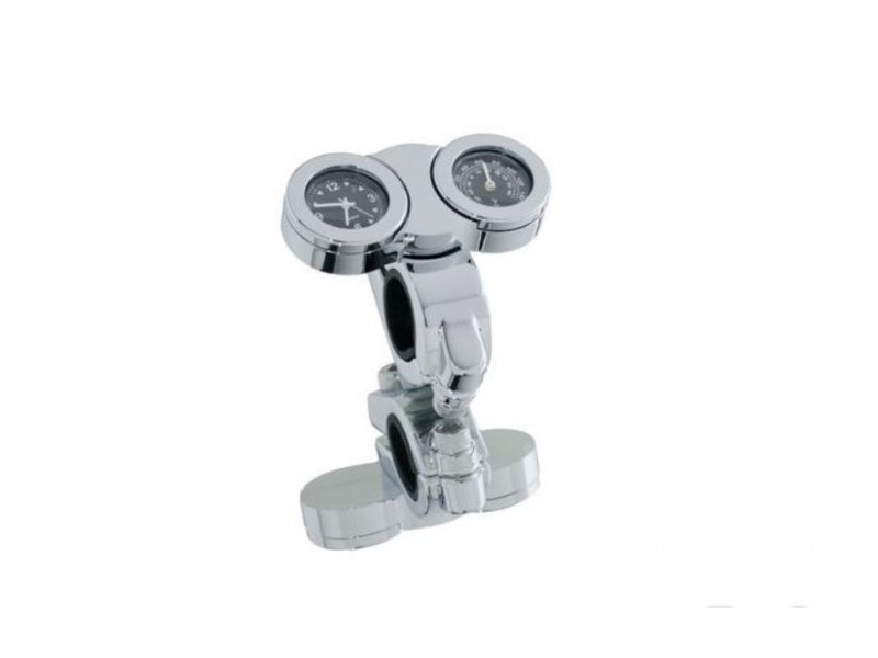 Handlebar watch with thermometer CUSTOMACCES RE0006J cromat with white background Handlebar watch with thermometer CUSTOMACCES RE0006J cromat with white background